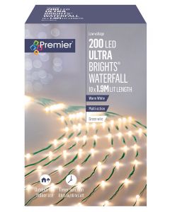 Premier UltraBrights Waterfall Christmas Lights - Warm White - 200 LED