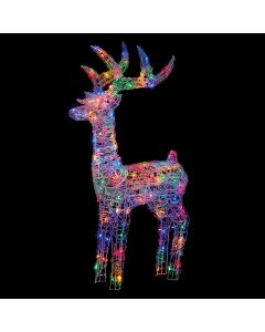 Premier Multi-Action Multi-Coloured Lit Soft Acrylic Reindeer Christmas Lights Decoration - 1.15m
