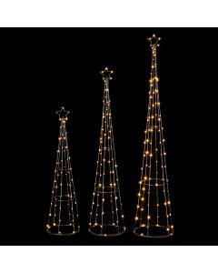 Premier 3 Metal Frame Lights Pyramid Christmas Tree - Warm White - 250 LED - 60-95cm