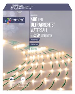 Premier Multi-Action UltraBrights Waterfall Christmas Lights - Warm White - 400 LED