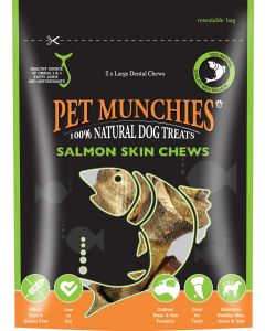 Pet Munchies Salmon Skin Chews - 125g - Salmon - Pack of 6