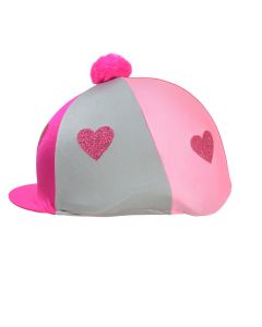 Love Heart Glitter Hat Cover by Little Rider - Pink/Light Pink - One Size