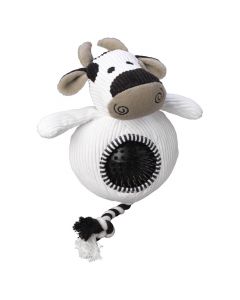 House of Paws Cord Toy with Spiky Ball - Cow