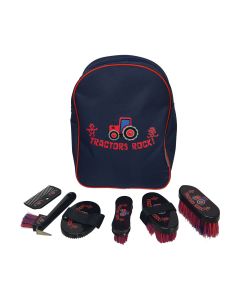 Tractors Rock Complete Grooming Kit Rucksack by Hy Equestrian - Navy/Red - One Size