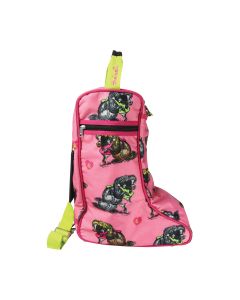 Hy Equestrian Thelwell Collection Hugs Jodhpur Boot Bag - Pink/Lime/Hot Pink